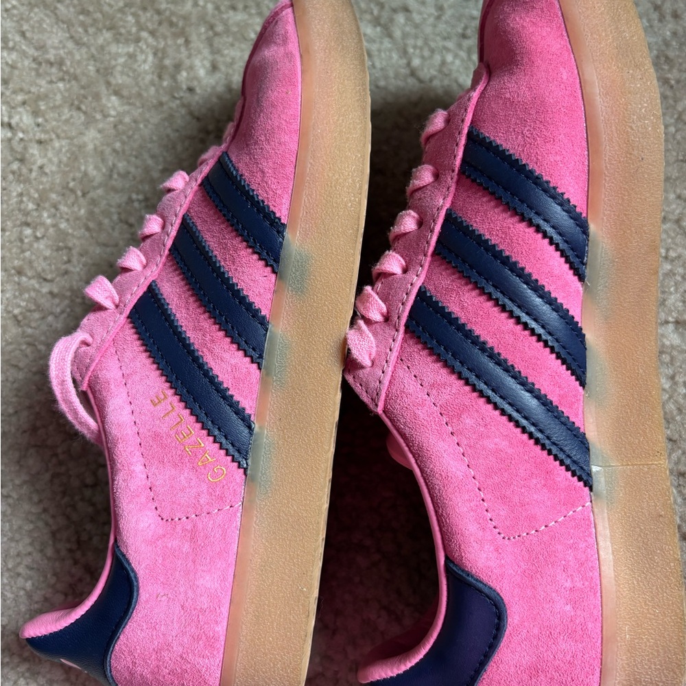adidas Pink Suede Shoes with Navy Stripes